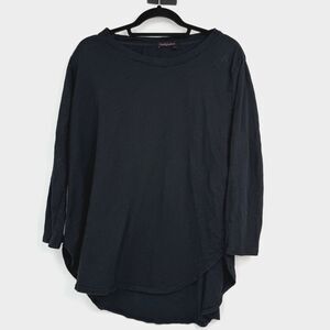 Fresh Produce Women's L Black 100% Cotton Round Neck 3/4 Sleeve USA Coastal Boho